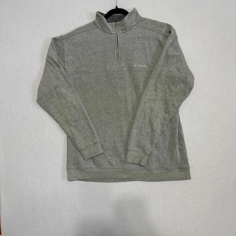 Columbia Mens XL Heather‎ Grey Quarter Zip Pullover Fleece Lined Sweatshirt